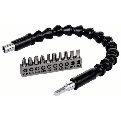 Bosch - Bit Set, 11-teilig, mit flexibler Verlängerung aus Kunststoff, 300mm