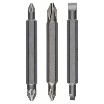 Bosch - Doppelklingenbit-Set, 3-teilig, PH1, PZ1, S 0,6x4,5, PH2, PZ2, S1,0x5,5, 60 mm