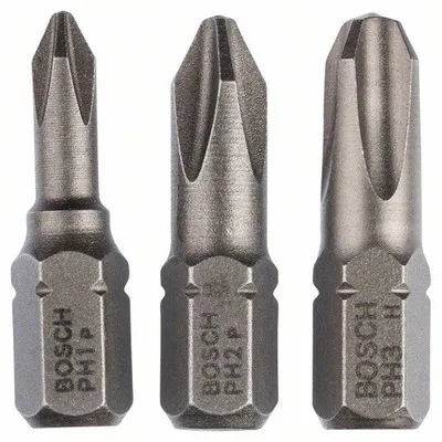Bosch - Schrauberbit-Set Extra-Hart (PH), 3-teilig, PH1, PH2, PH3, 25mm (2607001752)