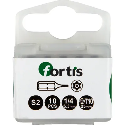FORTIS - Bit 1/4" DIN 3126 C6,3 TX20 x 25mm mit Bohrung, 10 Stück