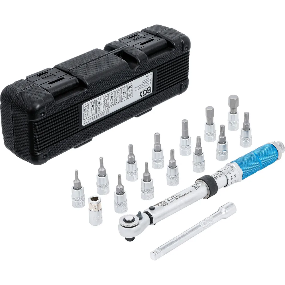 BGS Drehmomentschlüssel-Satz Abtrieb Außenvierkant 6,3 mm (1/4") 3 - 24 Nm 16tlg. - 72088