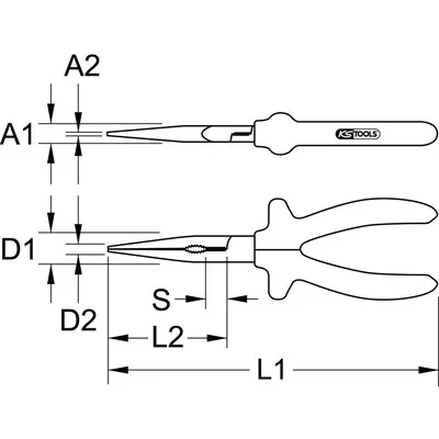 KSTOOLS® - 1000V Flachrundzange, 200mm