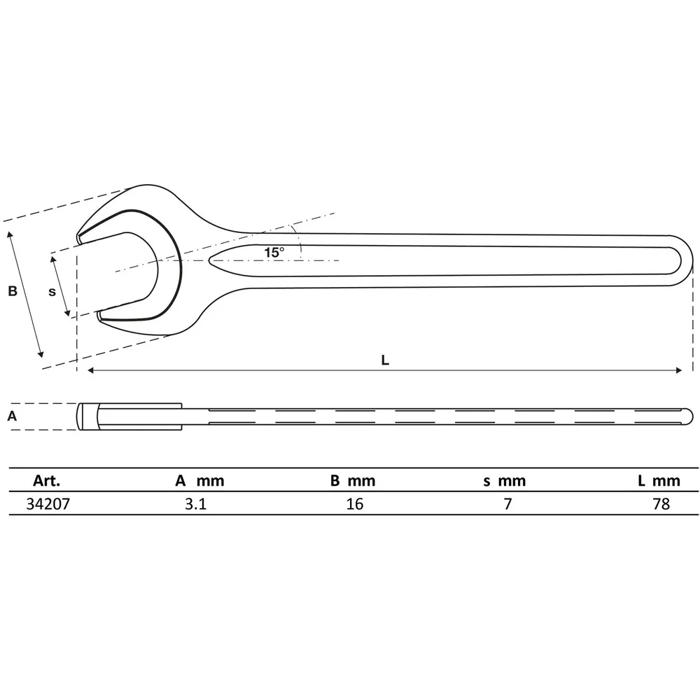 BGS Einmaulschlüssel DIN 894 SW 7 mm - 34207