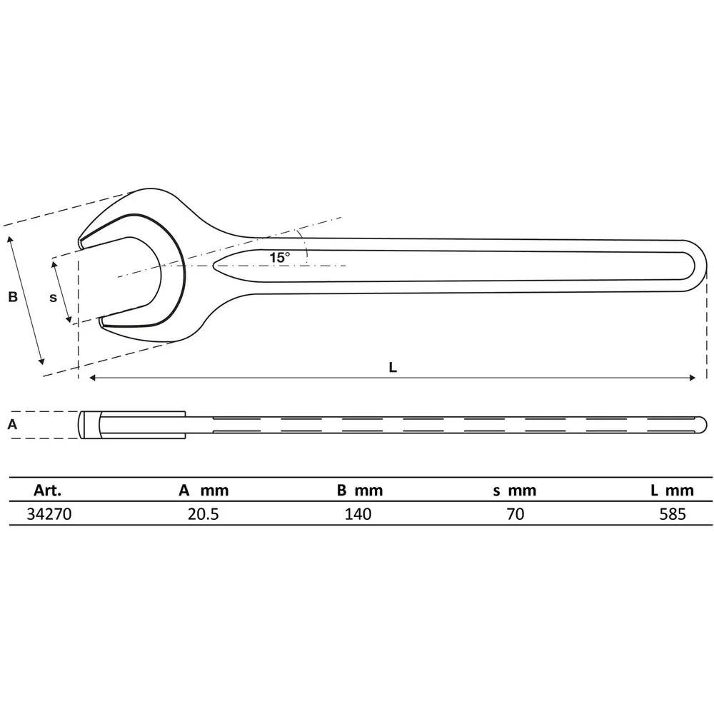 BGS Einmaulschlüssel DIN 894 SW 70 mm - 34270