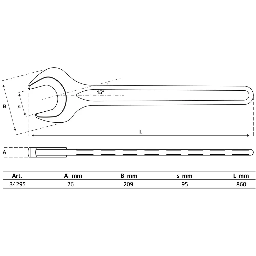 BGS Einmaulschlüssel DIN 894 SW 95 mm - 34295