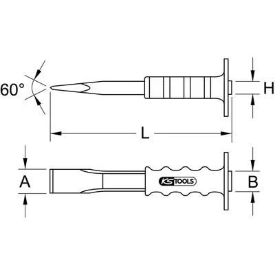 KSTOOLS® - Flachmeißel mit Handschutzgriff, oval, 250mm