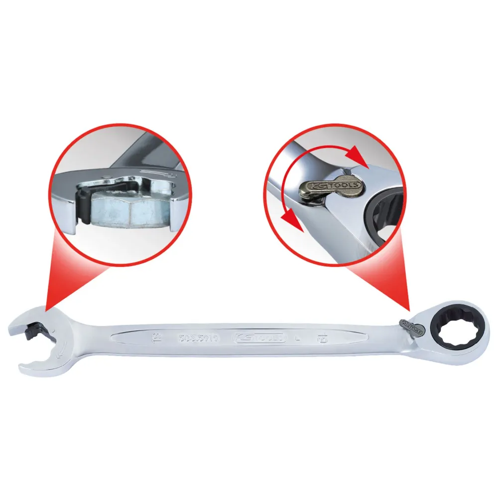 KS TOOLS DUO GEARplus Ringmaulschlüssel Maul-Ratschenfunktion 19 mm umschaltbar - 503.5919