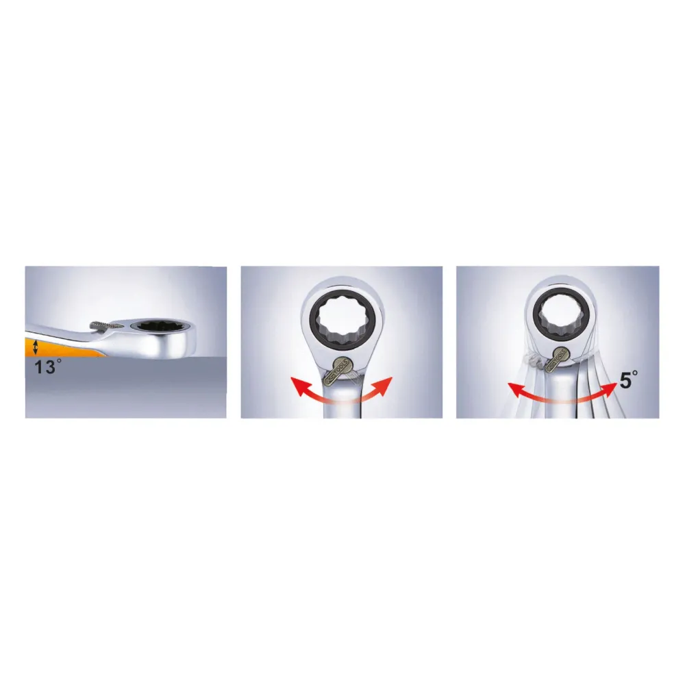 KS TOOLS DUO GEARplus Ringmaulschlüssel Maul-Ratschenfunktion 19 mm umschaltbar - 503.5919