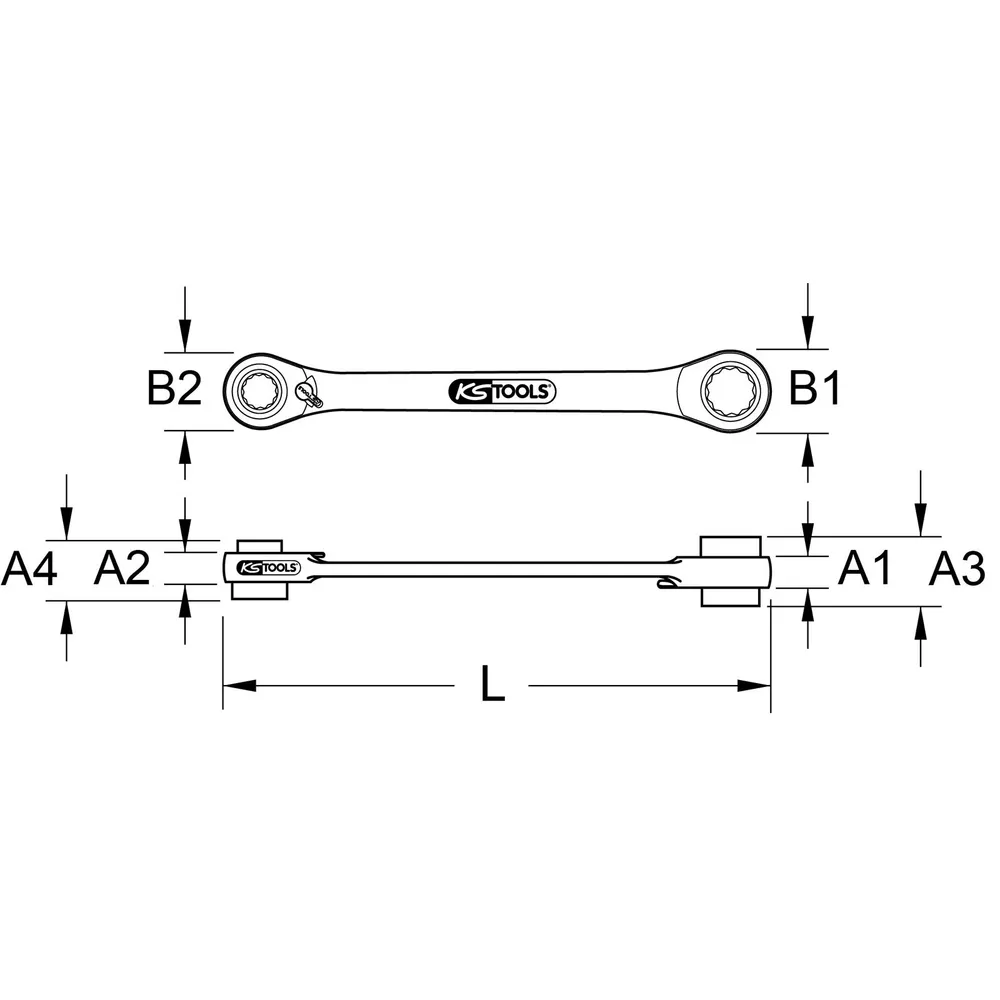 KS TOOLS 4 1 GEARplus umschaltbar Doppel-Ratschenringschlüssel 8 x 10 x 12 x 13 mm - 503.4656