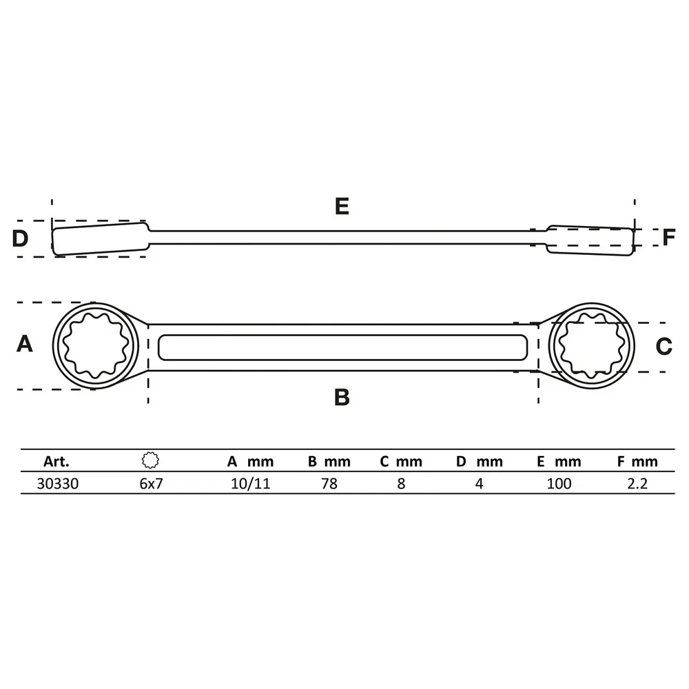 BGS Doppel-Ringschlüssel extra flach SW 6 x 7 mm - 30330