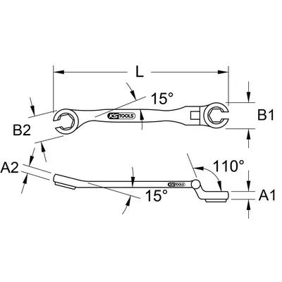 KSTOOLS® - CHROMEplus Offener Doppel-Ringschlüssel mit Gelenk, 9mm