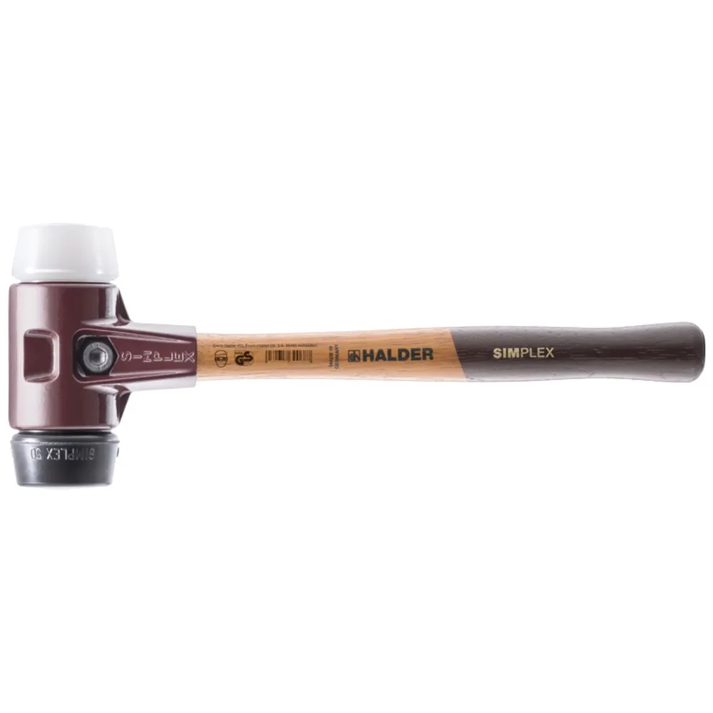 Halder SIMPLEX-Schonhammer mit Stahlgussgehäuse und Holzstiel Ø 80 mm Gummikoposition / Superplastik - 3027.080