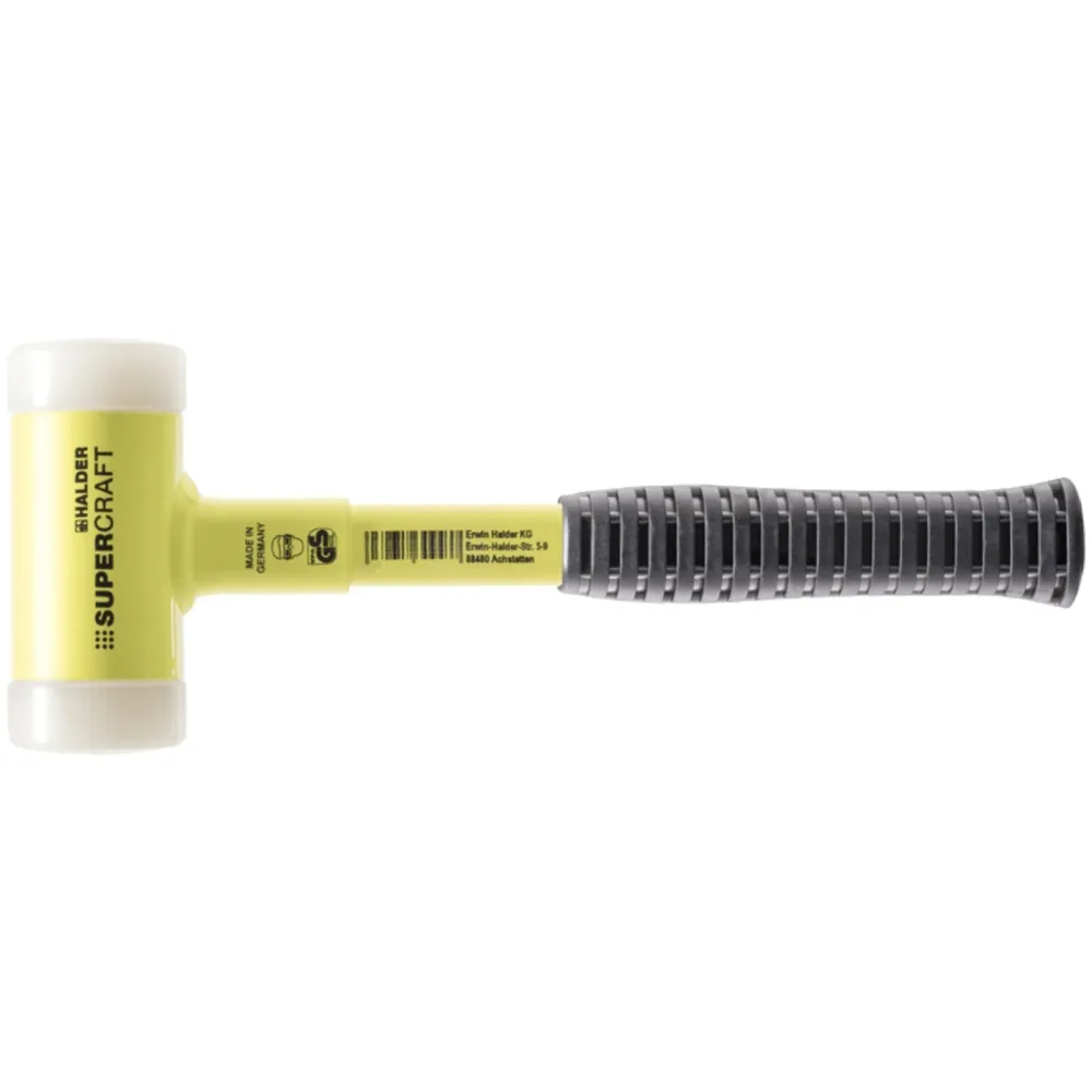 Halder SUPERCRAFT-Schonhammer rückschlagfrei mit bruchsicherem Stahlrohrstiel gelb lackiert Ø 50 mm Nylon - 3377.150