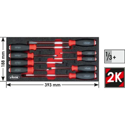 VIGOR® - Schlagkappen-Schraubendreher-Satz V5068, 9-teilig