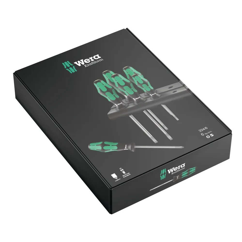 Wera 334/6 Rack Schraubendrehersatz Kraftform Plus Lasertip + Rack - 105650