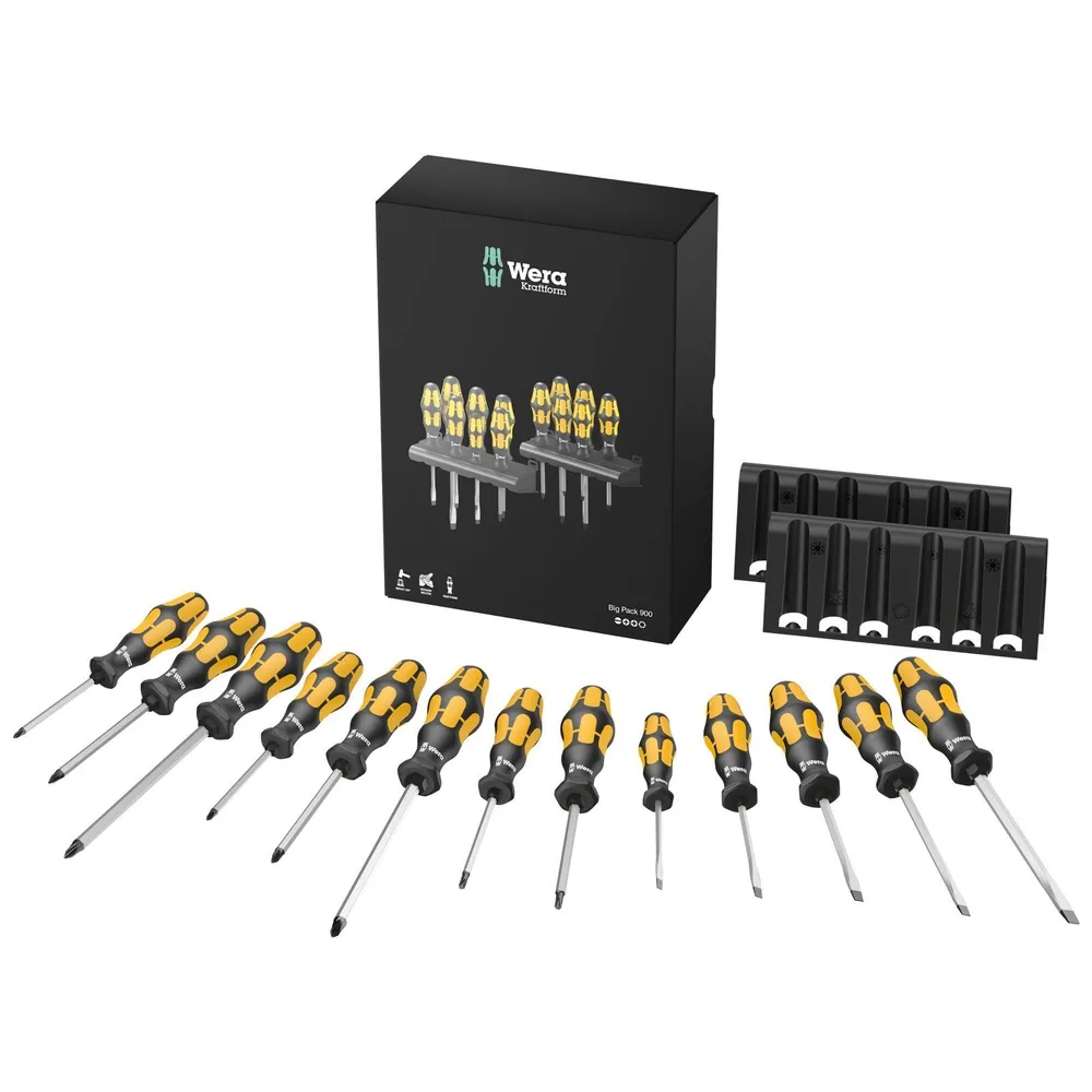 Wera Big Pack 900 Schraubendrehersatz Kraftform Wera: Der Schraubmeißel + Rack - 133285