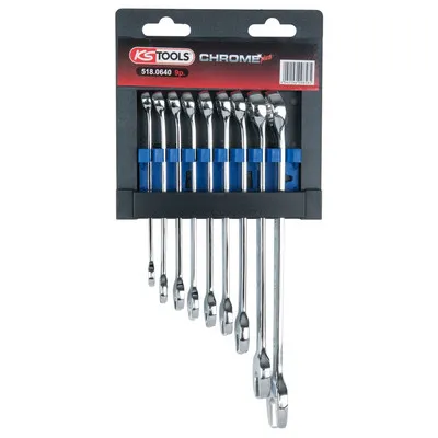 KSTOOLS® - CHROMEplus Ringmaulschlüssel-Satz, abgewinkelt, 9-teilig
