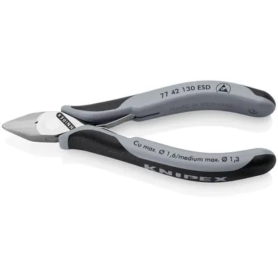 KNIPEX® - Elektronik-Seitenschneider ESD, mit durchgestecktem Gelenk mit Mehrkomponenten-Hüllen 130 mm 7742130ESD