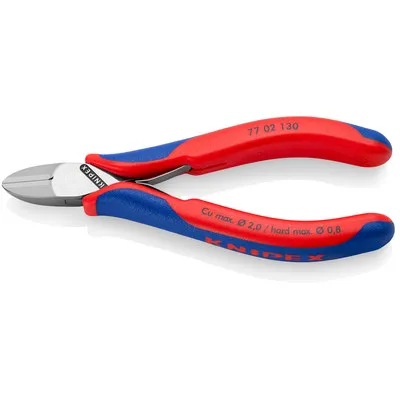 KNIPEX® - Elektronik-Seitenschneider, mit durchgestecktem Gelenk mit Mehrkomponenten-Hüllen 130 mm 7702130