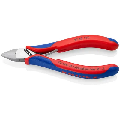 KNIPEX® - Elektronik-Seitenschneider, mit durchgestecktem Gelenk mit Mehrkomponenten-Hüllen 130 mm 7742130