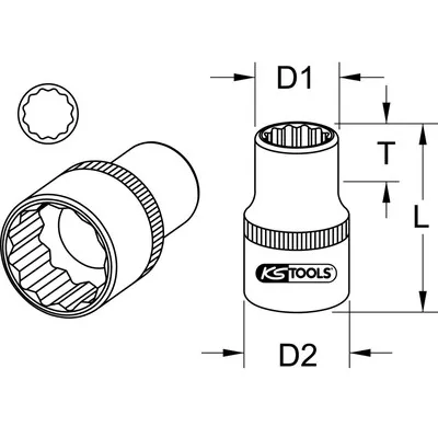 KSTOOLS® - 1/4" CHROMEplus 12-kant-Stecknuss, 5,5mm