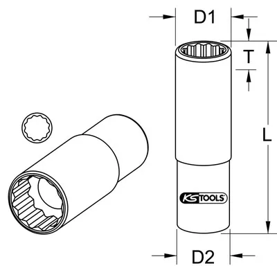 KSTOOLS® - 3/8" CHROMEplus 12-kant-Stecknuss, lang, 7mm