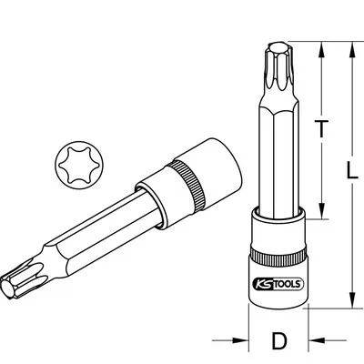 KSTOOLS® - 3/8" CHROMEplus Bit-Stecknuss Torx, lang, T55