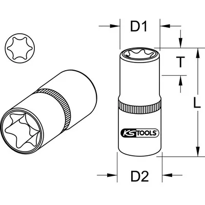 KSTOOLS® - 1/4" CHROMEplus Torx-E-Stecknuss, E7