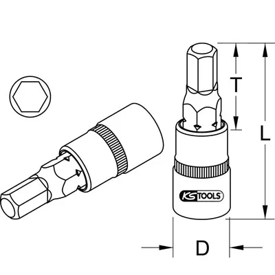 KSTOOLS® - 1/4" Bit-Stecknuss Innensechskant, 1/8''