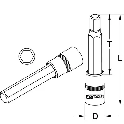 KSTOOLS® - 3/8" CHROMEplus Bit-Stecknuss Innensechskant lang, 5mm