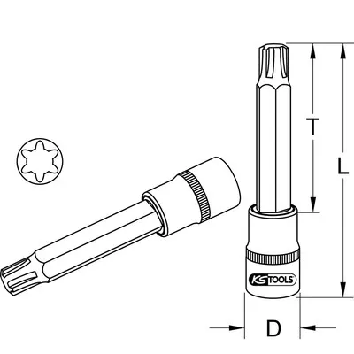 KSTOOLS® - 1/2" Bit-Stecknuss für RIBE-Schrauben, M7, 110mm