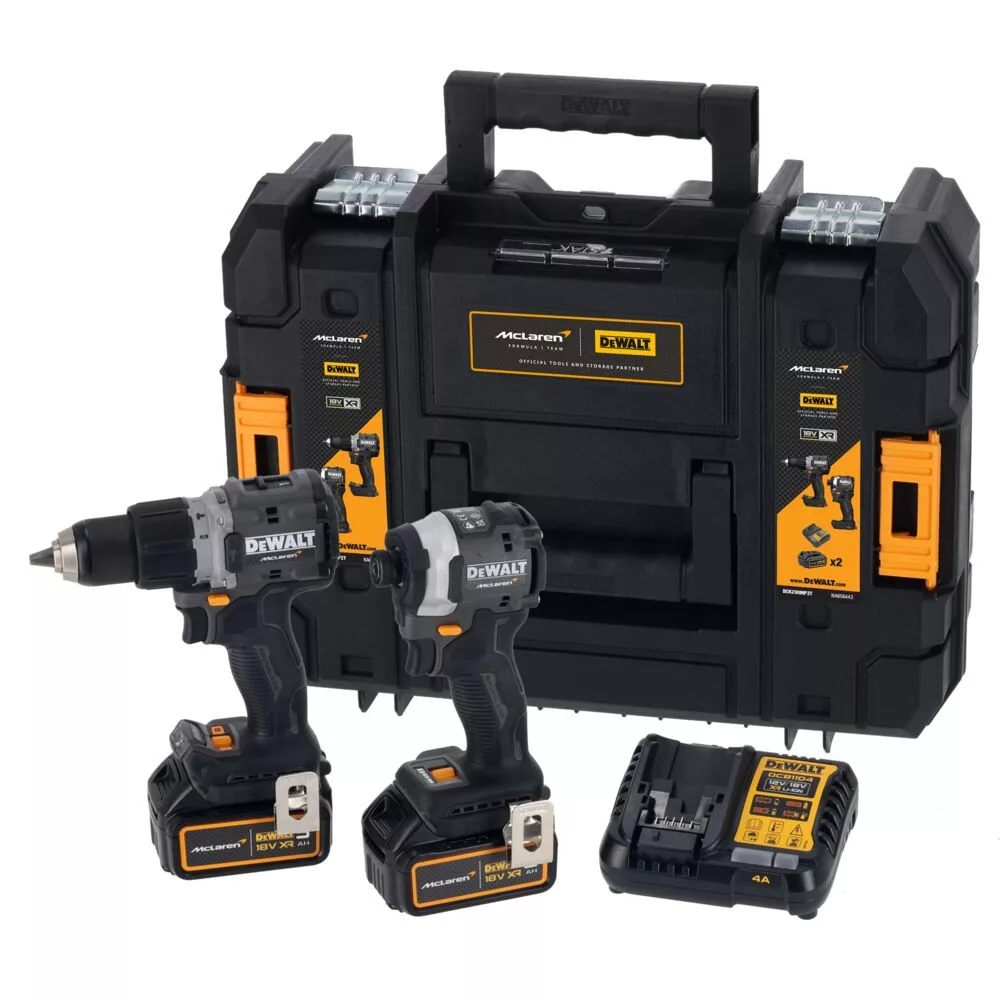 18V/2x5 Ah XR McLaren Werkzeugset mit Akku und Ladegerät im TSTAK-Koffer (DCK200MP2T-QW)