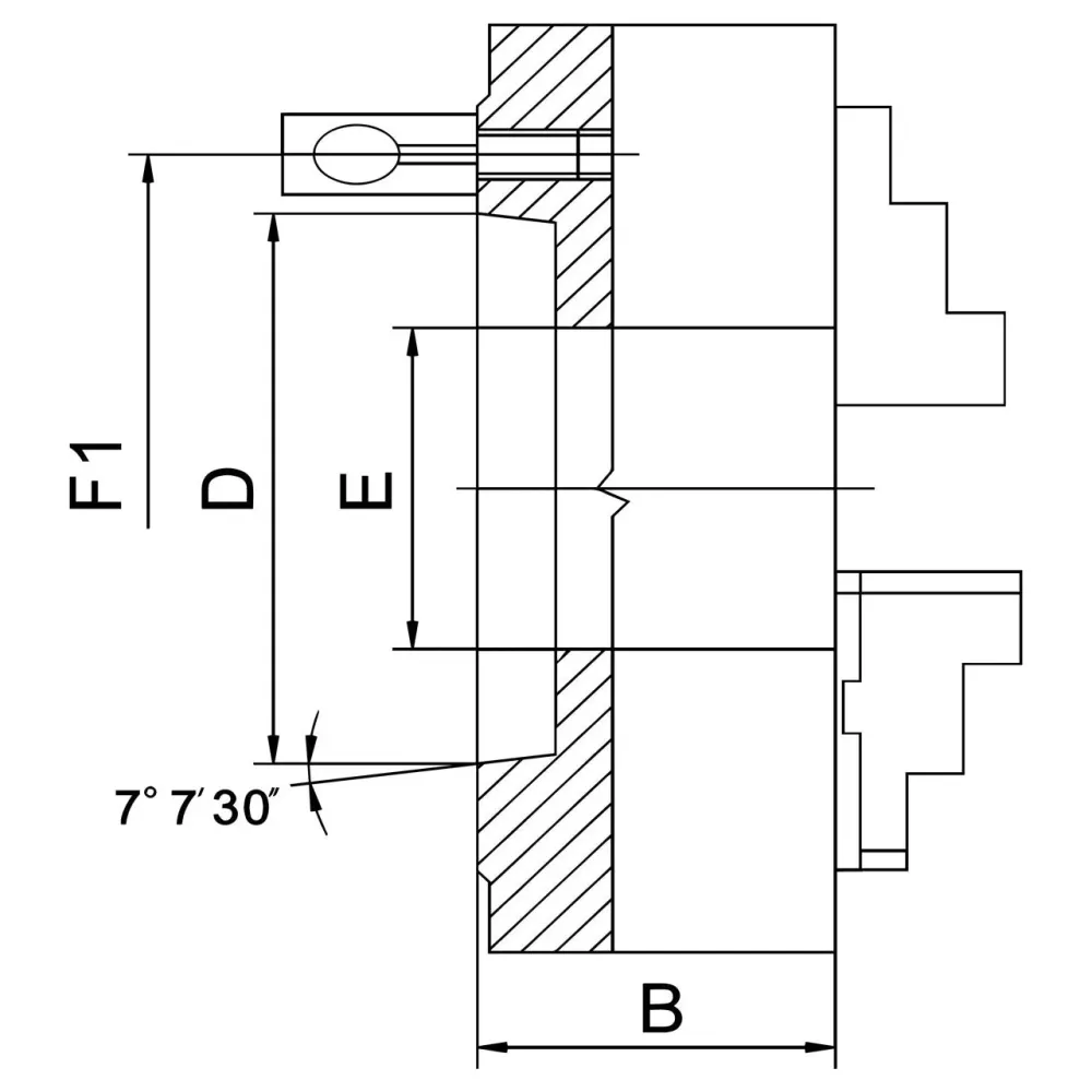 BERNARDO 4-Backenfutter aus Stahl – Modell Präzisions-4-Backenfutter PO4-250/D8