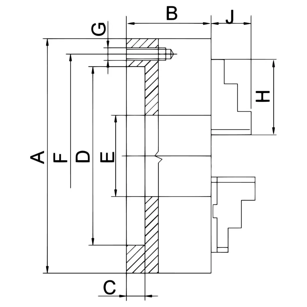 BERNARDO 4-Backenfutter aus Stahl – Modell Präzisions-4-Backenfutter PO4 - 125