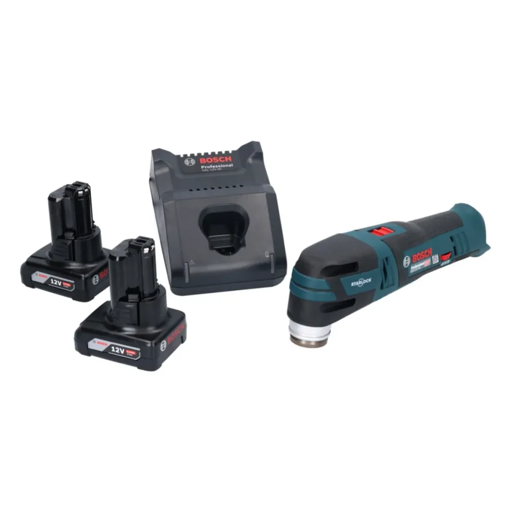 Bosch GOP 12V-28 Professional Akku Multi Cutter Starlock Brushless + 2x Akku 6,0 Ah + Ladegerät Bosch Professional