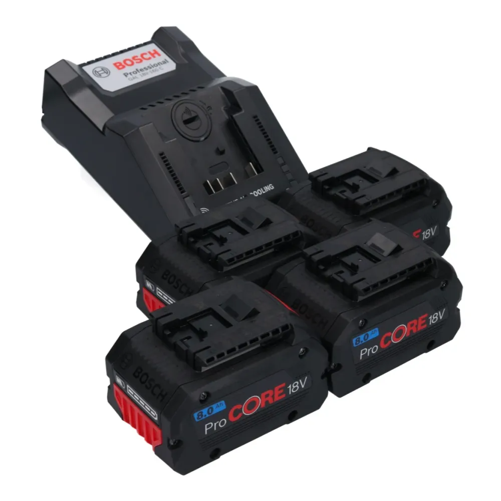 Bosch Starter Set mit 4x ProCORE 18 V 8,0 Ah Akku ( 4x 1600A016GK ) + GAL 18V-160 C Ladegerät ( 1600A019S5 ) Bosch Profess...