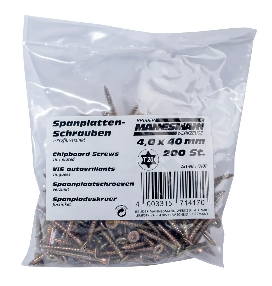Spanplattenschrauben 4,0 x 40 mm, TX-Kopf, Brüder Mannesmann