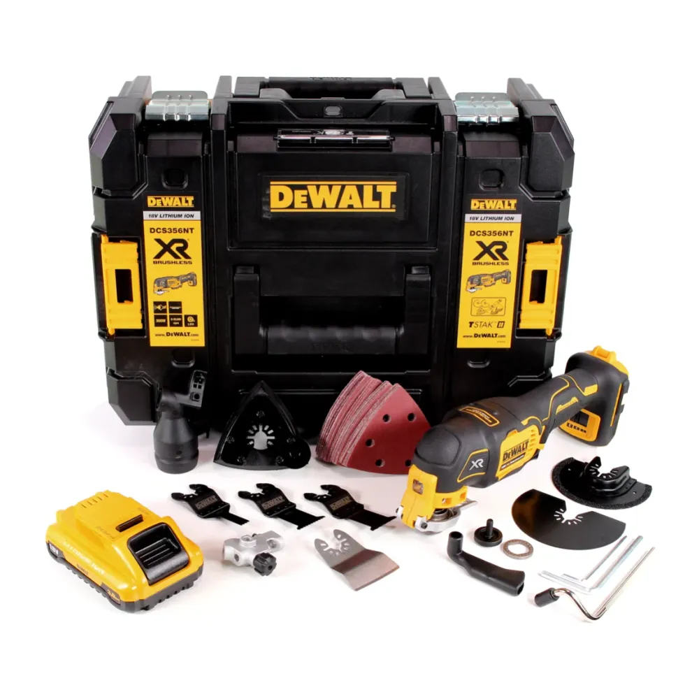 DeWalt DCS 356 NT Akku Multitool 18V Brushless + 35tlg. Zubehör + 1x Akku 3,0Ah + TSTAK - ohne Ladegerät