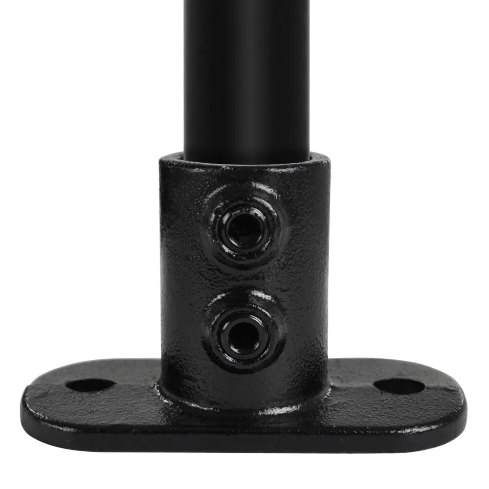 Fußplatte oval schwarz – Ø 42,4 mm – Flansch für Boden- oder Wandmontage