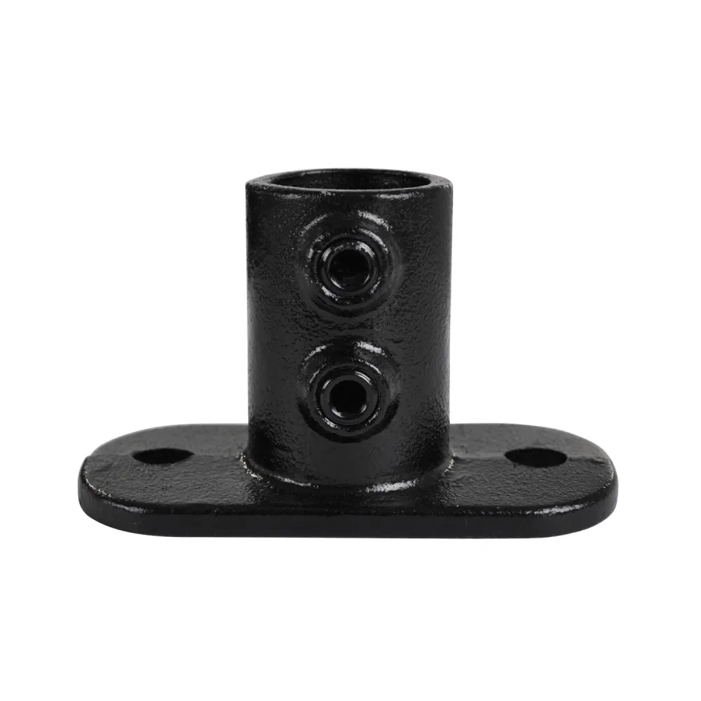 Fußplatte oval schwarz – Ø 42,4 mm – Flansch für Boden- oder Wandmontage