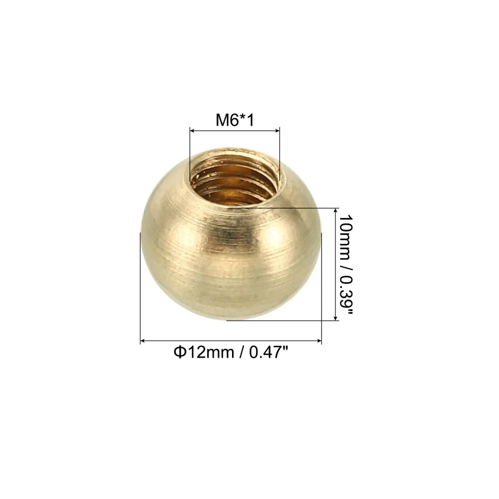 20pcs M6*1 Thread Cap Nuts Knob Brass Ball Lamp Decoration Screw Caps Nut Harfington