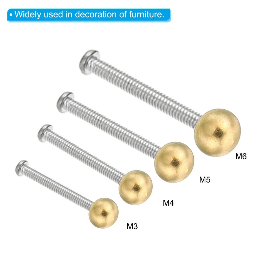 20pcs M6*1 Thread Cap Nuts Knob Brass Ball Lamp Decoration Screw Caps Nut Harfington