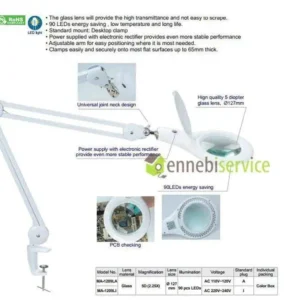 LED -Armlampe mit Objektiv mit Kappen 5 Diodatie 90 LEDs - 2.25x