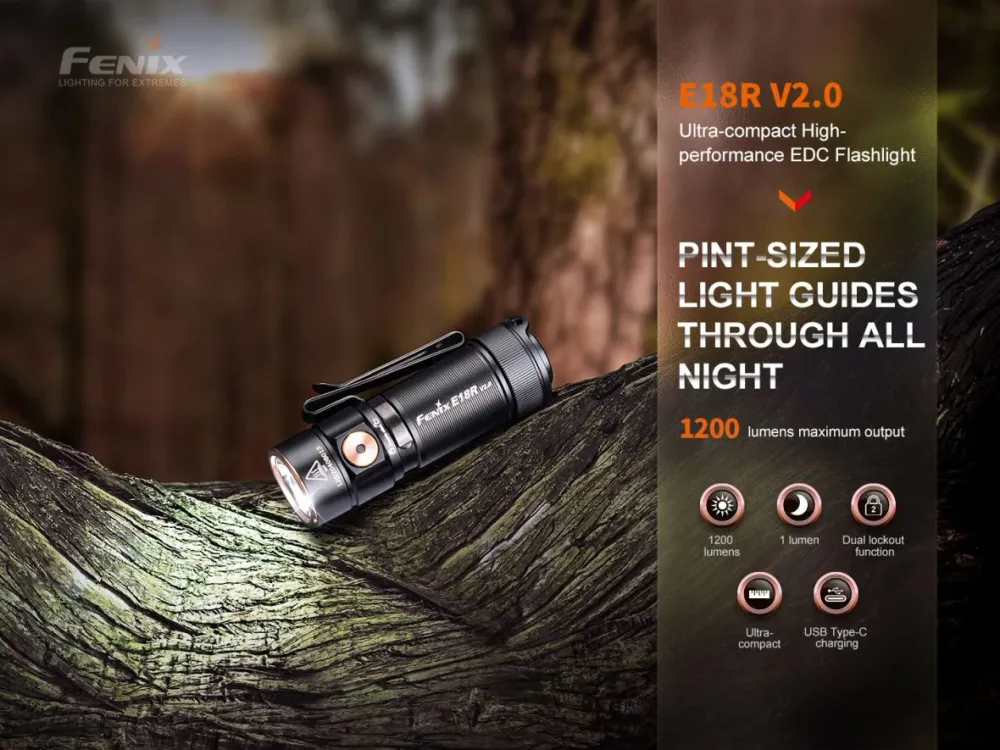 LED Flashlight Fenix E18R V2.0