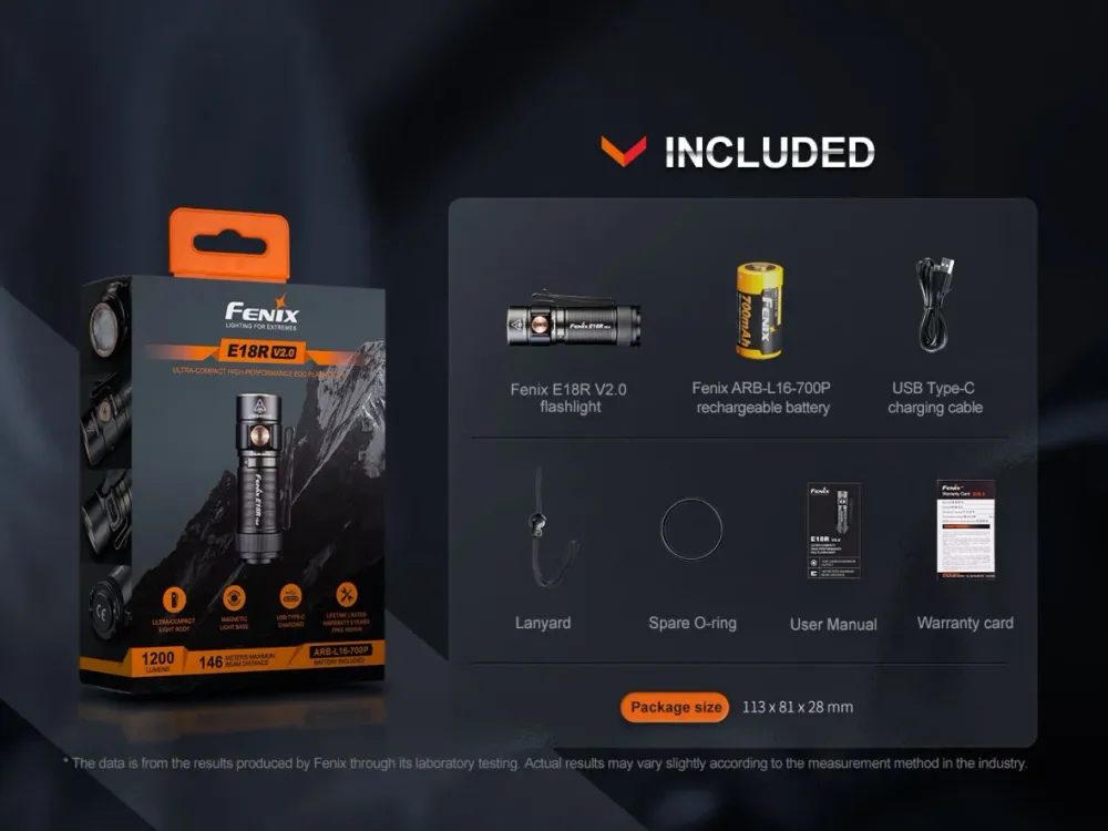 LED Flashlight Fenix E18R V2.0