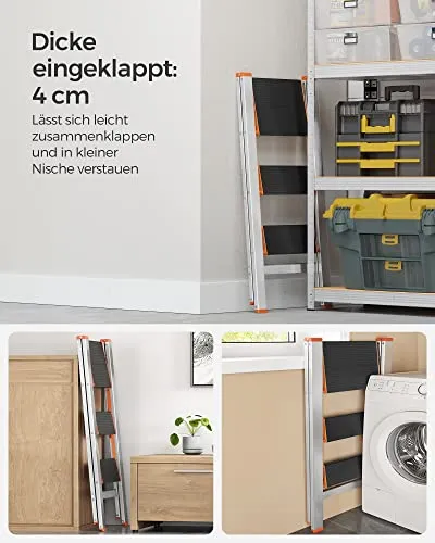 Leiter - 3 Schritte - faltbar - Silber