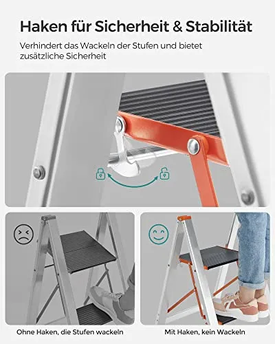 Leiter - 3 Schritte - faltbar - Silber