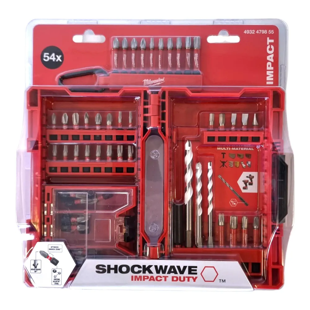 Milwaukee Shockwave Bit und Bohrer Set 54 tlg. ( 4932479855 ) Phillips / Pozidriv / Torx / Hex / Schlitz