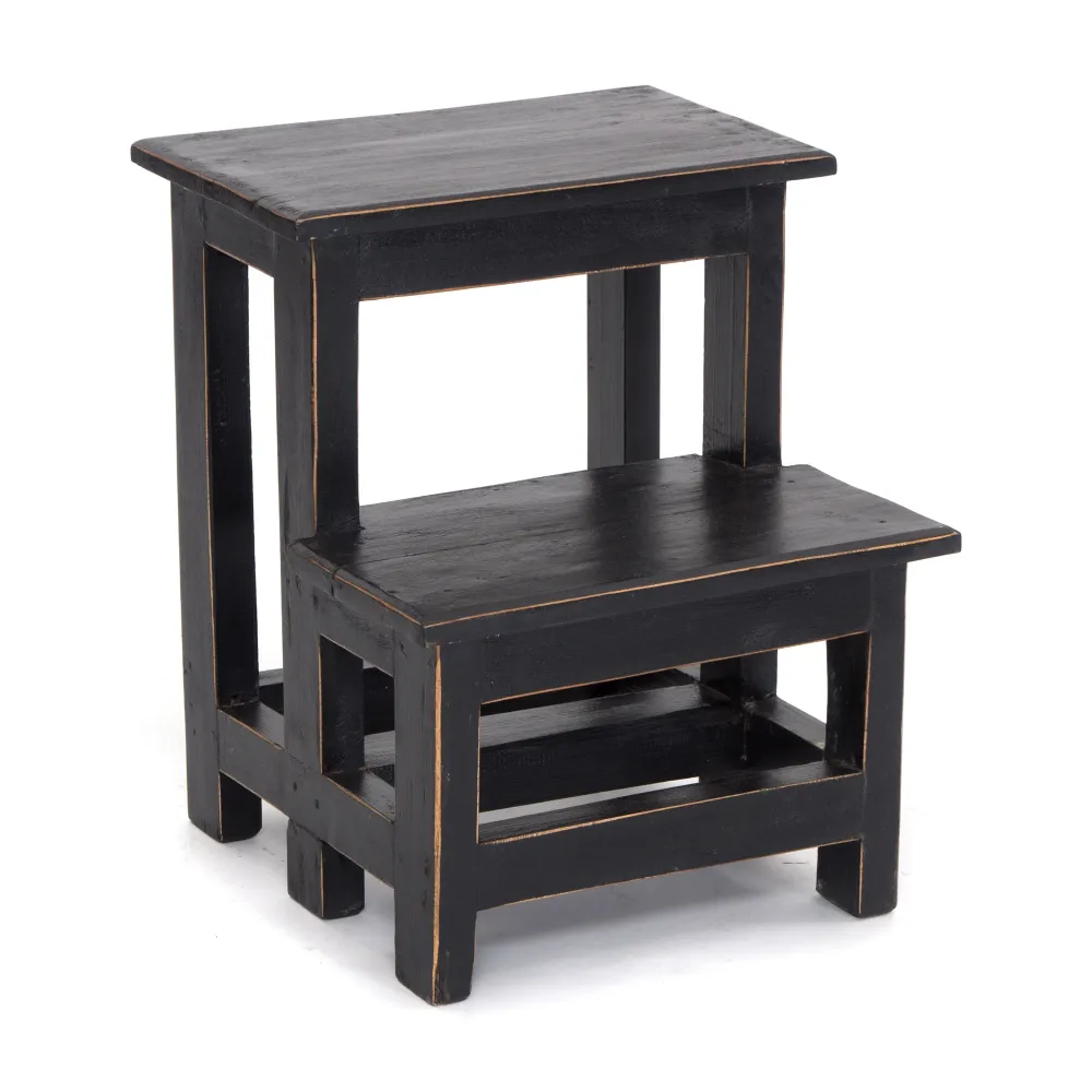 TRITTLEITER "STEP" 46x37 cm Recycling Holz | Farbe: 09 voodoo - schwarz