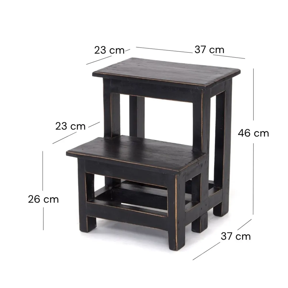 TRITTLEITER "STEP" 46x37 cm Recycling Holz | Farbe: 09 voodoo - schwarz